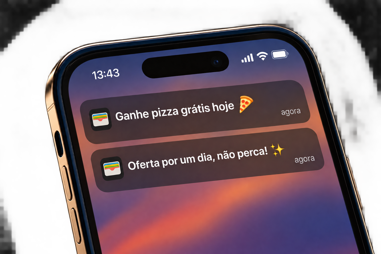 Notificações push exibidas em um celular